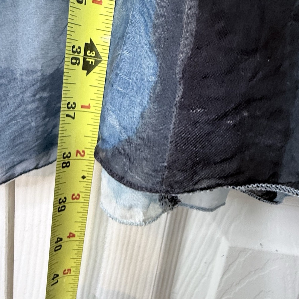 BELLAMBRA‎ Silk Blend Dress L Large Blue Black Abstract Watercolor Made in Italy - Picture 5 of 9